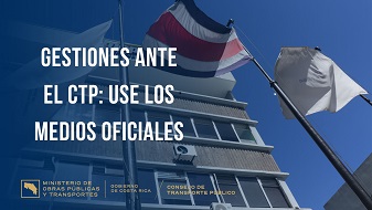 Parte exterior del edificio del CTP donde se observan las banderas del MOPT, Costa Rica y CTP.