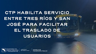 Imagen de autobús de empresa Transplusa con título de comunicado y logo del CTP. 