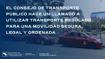 Imagen ilustrativa de taxis en fila, con el título del comunicado y logo institucional. 