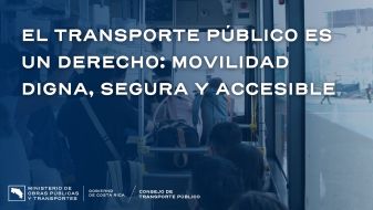 Imagen de personas en un autobús con el título del comunicado y logo institucional. 
