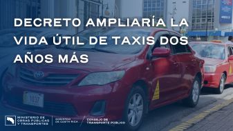 Imagen de taxi con el nombre del comunicado y logo institucional. 