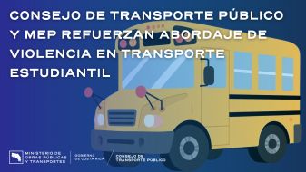 Imagen ilustrativa de unidad de bus con el título del comunicado y logo del CTP.